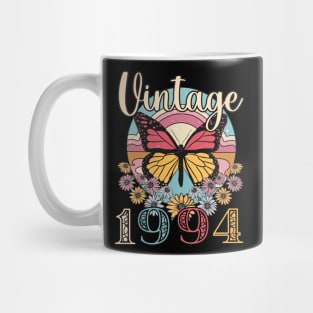 Floral Butterfly Retro Vintage 1994 29th Birthday Mug